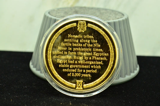 925 Silver Franklin Mint Art Round History Of Mankind Egyptians Build Nation