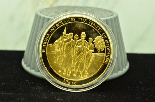 925 Silver Franklin Mint Art Round History Of Mankind Tenets Of Buddhism