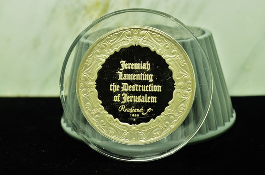 Genius of Rembrandt art round medal 925 Silver Jaremiah Destruction of Jerusalem