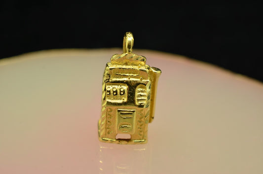 14K Yellow Gold Gambling Slot Machine Pendant Charm