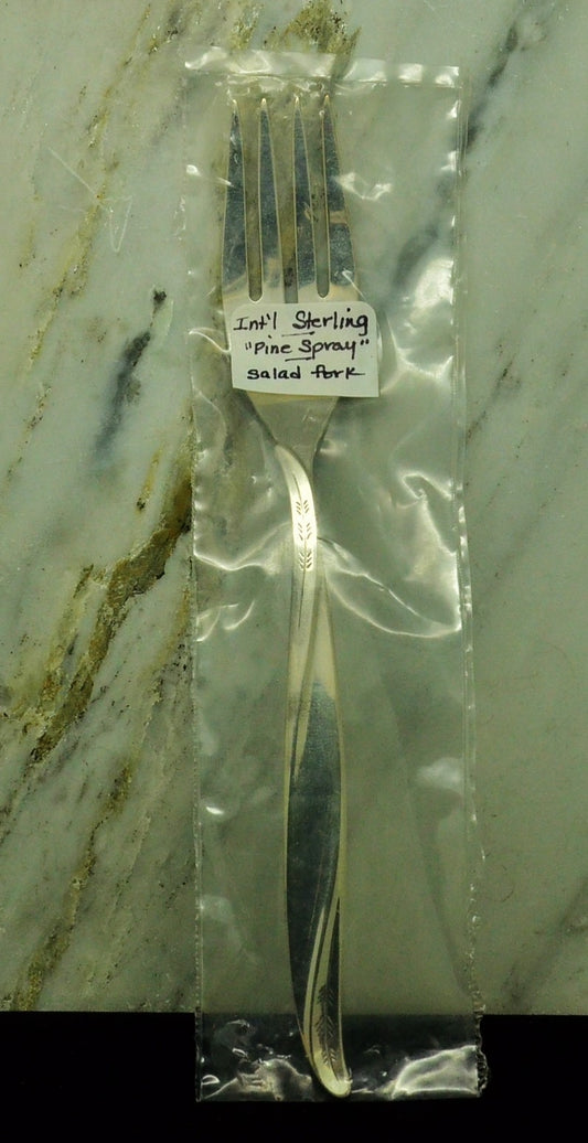 925 Sterling Silver International Pine Spray Salad Fork 6 5/8"