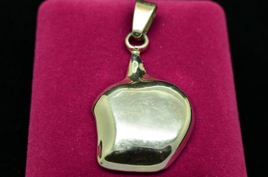 925 Sterling silver stylized apple with a bite taken out pendant charm