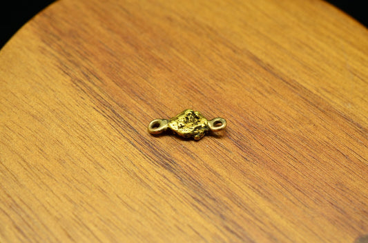 20K Yellow Gold natural gold nugget w/ jump rings 0.6 grams 14mm X 6mm X 2mm