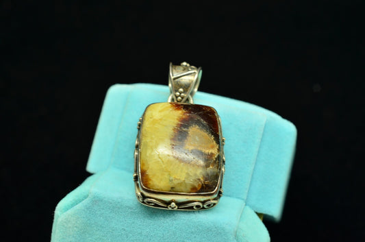 925 Sterling Silver jasper pendant charm