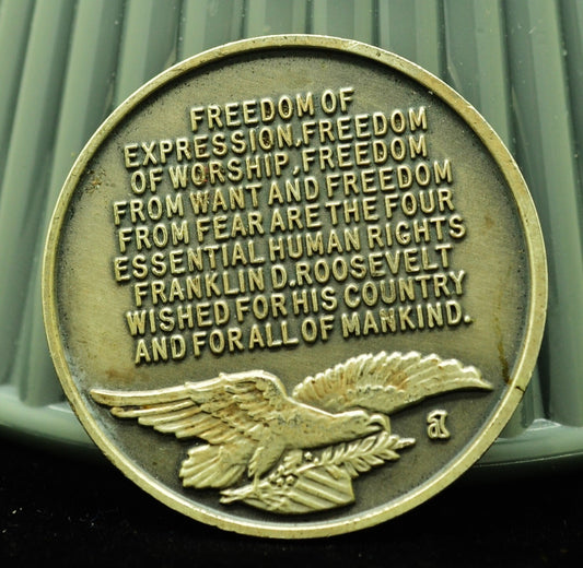 Roosevelts Four Freedoms Longines Mint High Relief Art Round 92.5% Silver