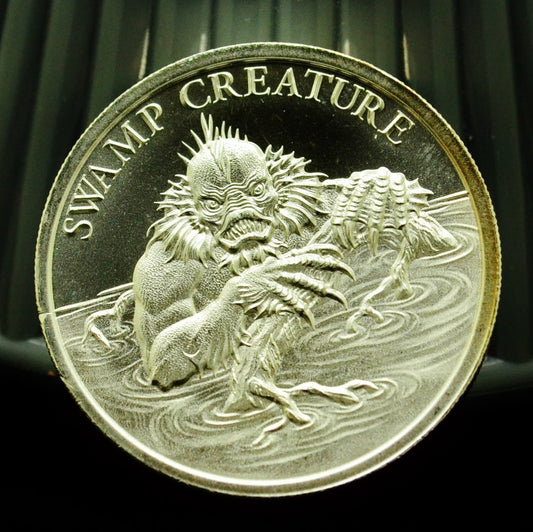 HR Stacker Round Vintage Horror Series: Swamp Creature  -2 Troy Oz .999 Silver