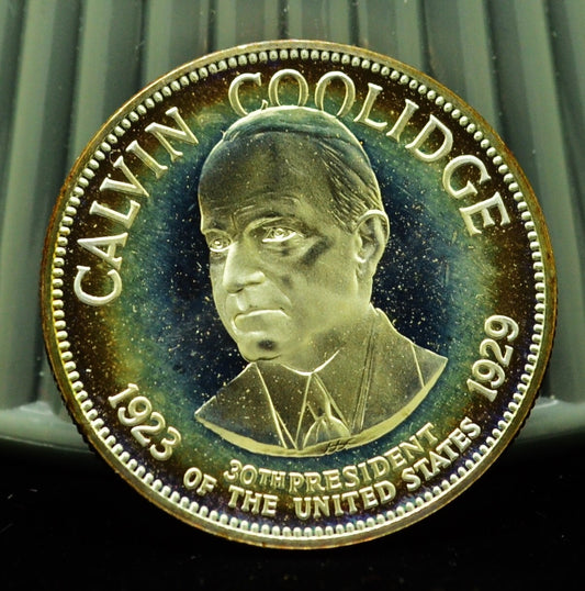 925 Silver Franklin Mint Art Round Presidential Treasury Calvin Coolidge
