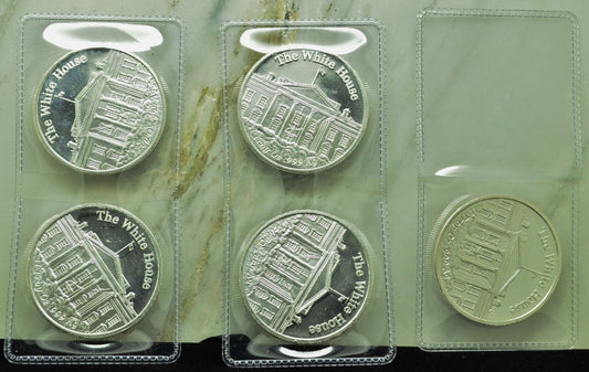 Lot of 5 Donald Trump White House One Troy Oz .999 Silver Art Rounds