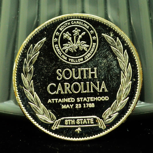 925 Silver Franklin Mint Art Round State of South Carolina