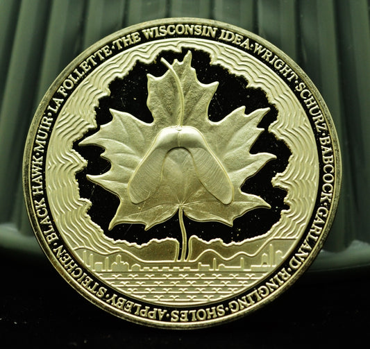 Wisconsin Franklin Mint Art Round 92.5% Silver