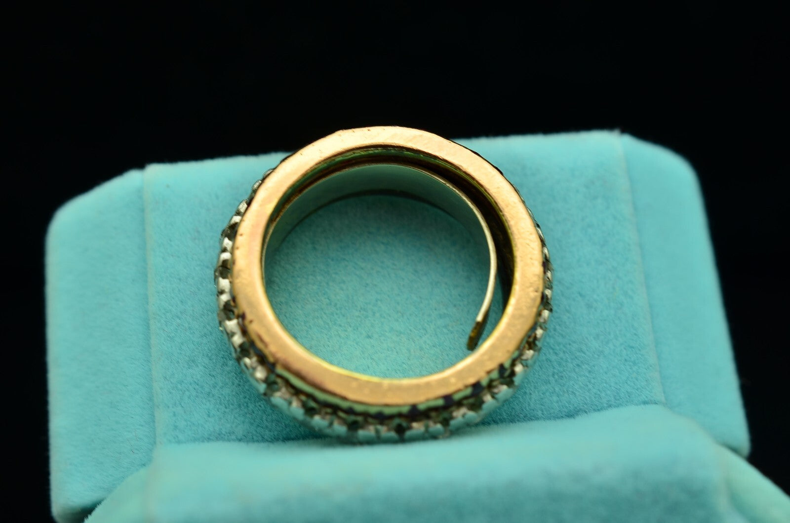 10K Yellow Gold diamond & pink ruby eternity ring band size 4.75 ADJ