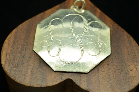 925 Sterling silver octagonal pendant charm