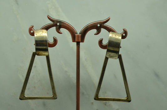 925 Sterling Silver dangling art deco design post earrings -very large