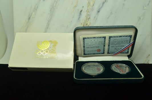 1988 South Korea Olympics 2 Coin Set 925 Silver Cycling & Ssirum OGP