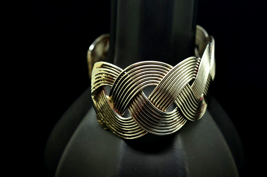 7.5" 925 Sterling Silver Braided Wire Design Cuff Bracelet