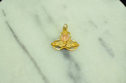 10K Yellow Gold Black Hills Gold Leaves & Grapes Design Pendant Charm