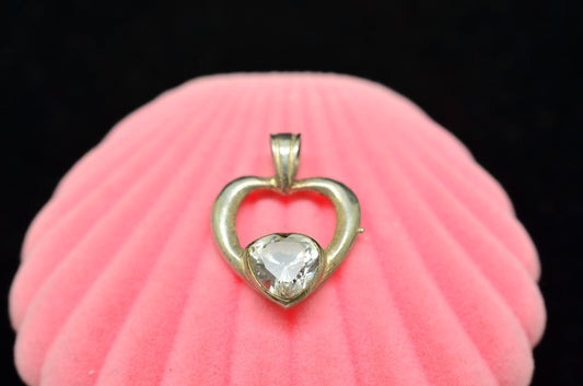 925 Sterling Silver Heart CZ Pendant Charm