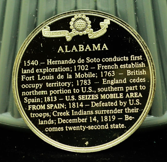 925 Silver Franklin Mint Art Round State of Alabama