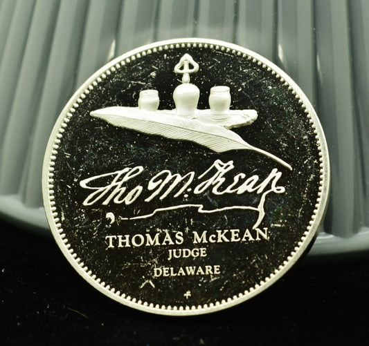 1974 Thomas McKean Delaware Judge Franklin Mint Art Round 92.5% Silver