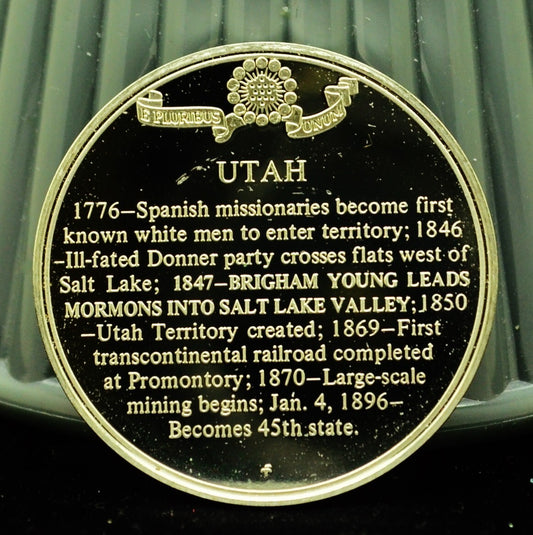 925 Silver Franklin Mint Art Round State of Utah