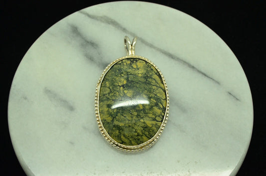 925 Sterling Silver oval agate solitaire pendant charm