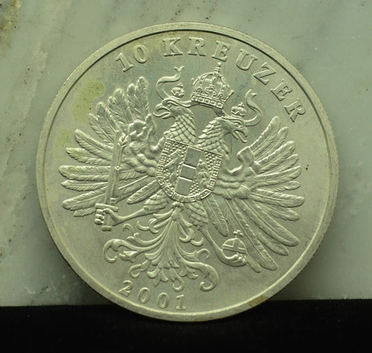 2001 Austria 10 Kreuzer 92.5% Silver