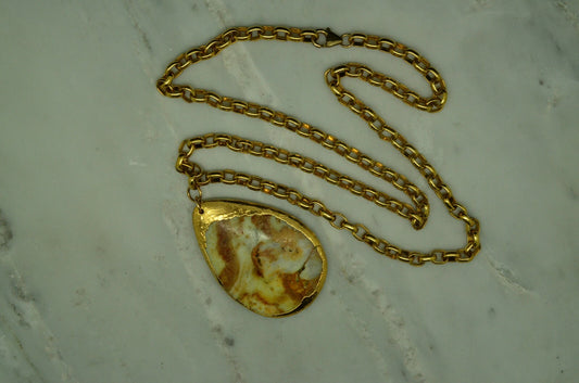 25" 1/20 14K GOLD FILLED CABLE CHAIN NECKLACE WITH TEARDROP AGATE PENDANT #D3468