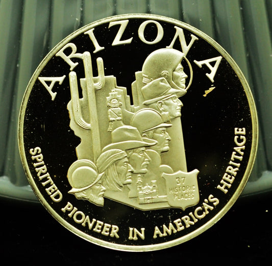 925 Silver Franklin Mint Art Round State of Arizona
