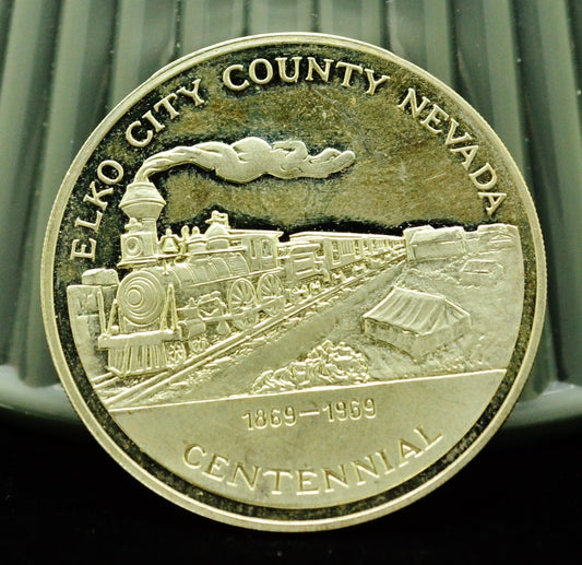 925 Silver Franklin Mint Art Round Elko City County Nevada Centennial