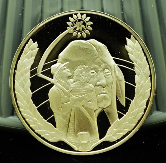925 Silver Franklin Mint Art Round State of North Dakota