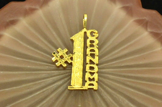 14K Yellow gold fancy #1 Grandma pendant charm
