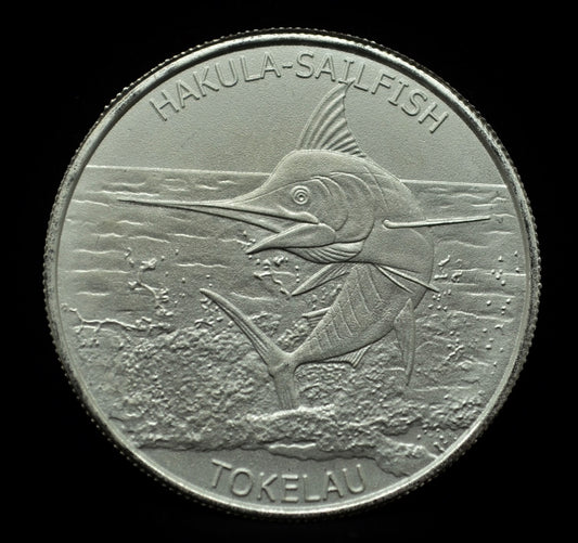 2016 Tokelau $5 Hakula Sailfish BU -1 Troy Oz .999 Silver