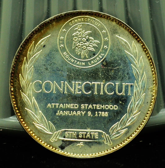925 Silver Franklin Mint Art Round State of Connecticut