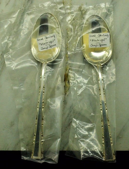 925 Sterling Silver Lunt Madrigal Set of 2 Dessert / Oval Soup Spoons 6 7/8"