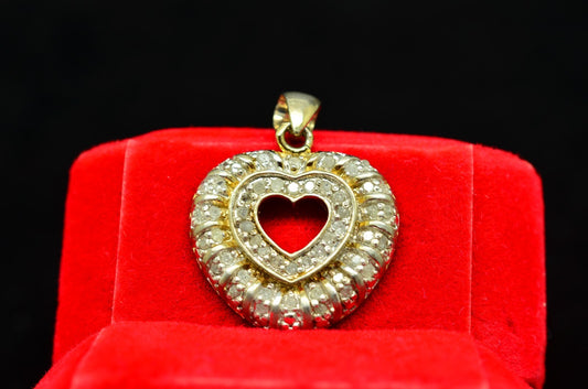 925 Sterling Silver Diamond Heart Pendant Charm