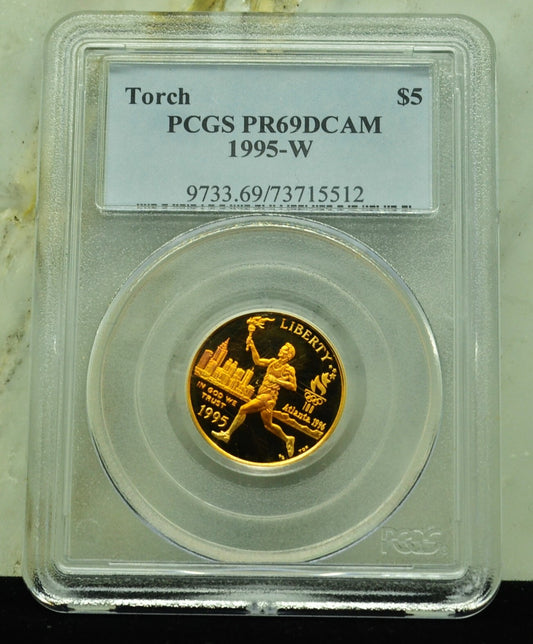 1995-W Olympics Torch Runner Commemorative $5 Gold PCGS PR69 DCAM