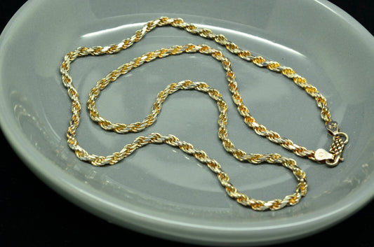 20" 925 Sterling Silver Spiral Rope Chain Necklace 3mm 17.1g