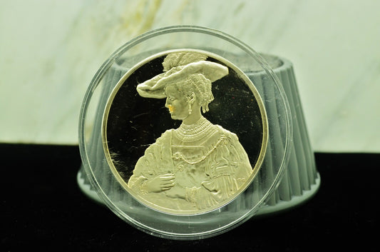 Genius of Rembrandt art round medal 925 Silver Portrait of Saskia