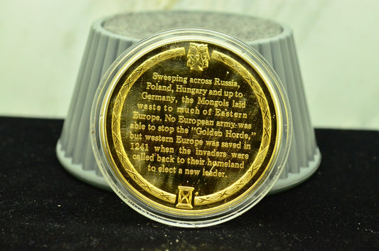 925 Silver Franklin Mint Art Round History Of Mankind Mongols Invade Europe