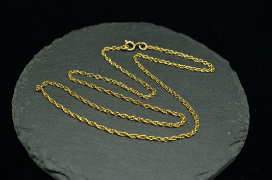 17" 14K Yellow Gold Loose Rope Chain Necklace 1.6mm 3.0 grams