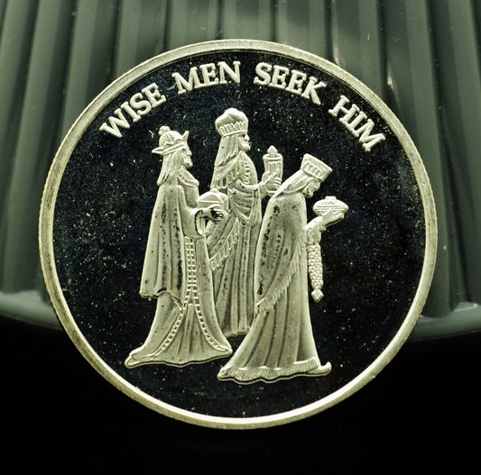 Wise Men Seek Him Merry Christmas 1 oz Art Round .999 Silver