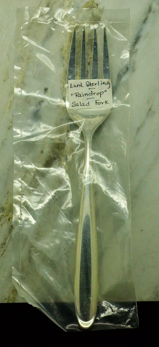 925 Sterling Silver Lunt Raindrop Salad Fork 6 3/4"