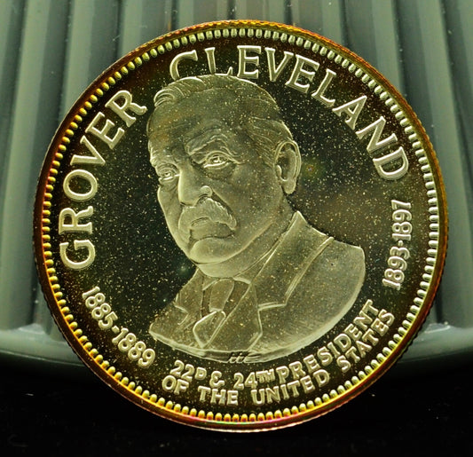 925 Silver Franklin Mint Art Round Presidential Treasury Grover Cleveland