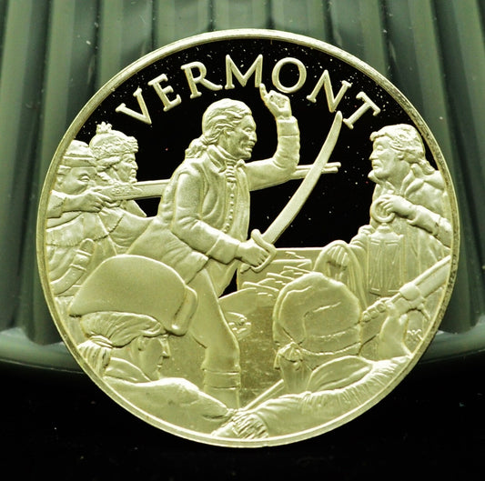 925 Silver Franklin Mint Art Round State of Vermont