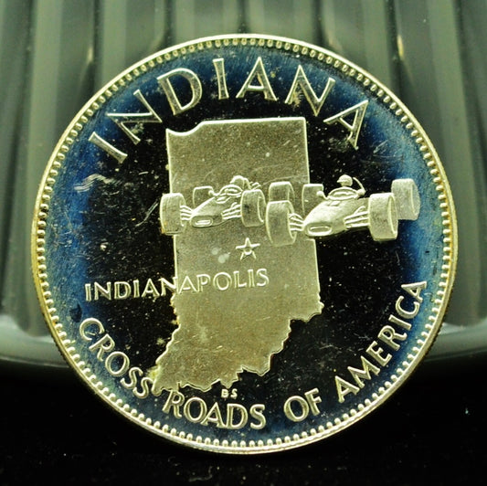 925 Silver Franklin Mint Art Round State of Indiana
