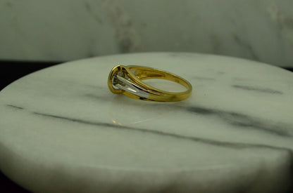 10K Yellow gold 9 diamond anniversary ring band w/ overpass design size 7 #D3795