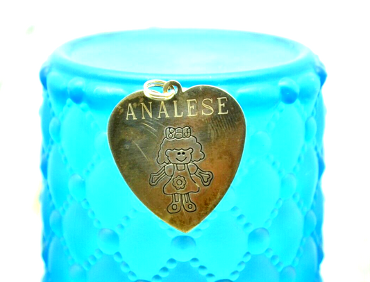 925 Sterling Silver etched little girl on a heart shaped pendant charm ANALESE