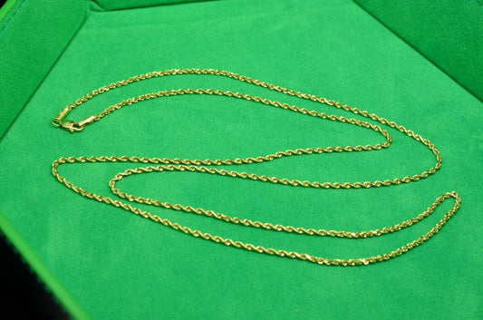 30" 14K Yellow Gold Spiral Rope Chain Necklace 1.7mm 6.3 grams