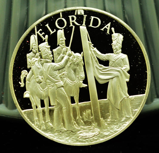 925 Silver Franklin Mint Art Round State of Florida