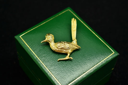 14K Yellow Gold Road Runner Bird Pendant Charm